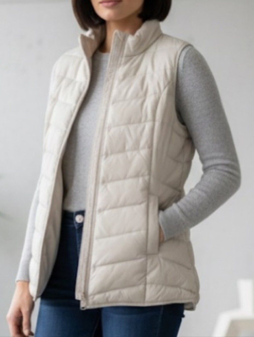 J. Jill cream down puffer vest XL PETITE